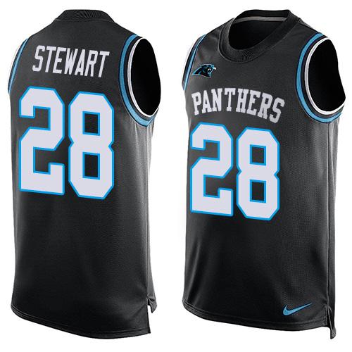 Nike Panthers #28 Jonathan Stewart Black Team Color Men's Stitched NFL Limited Tank Top Jersey
